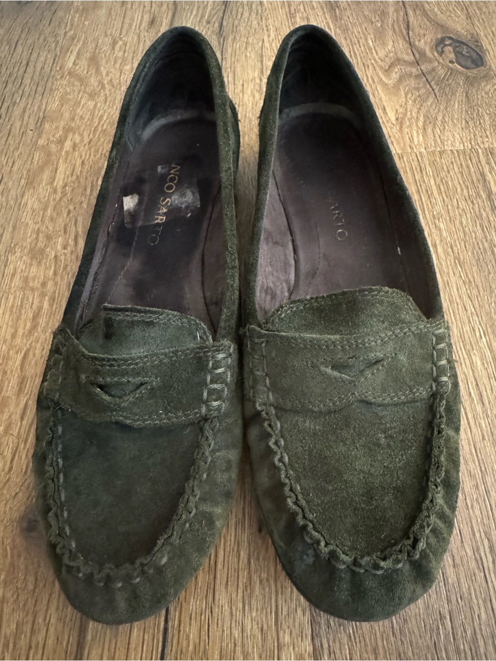 Franco Sarto Olive Green Suede Moccasin Loafers